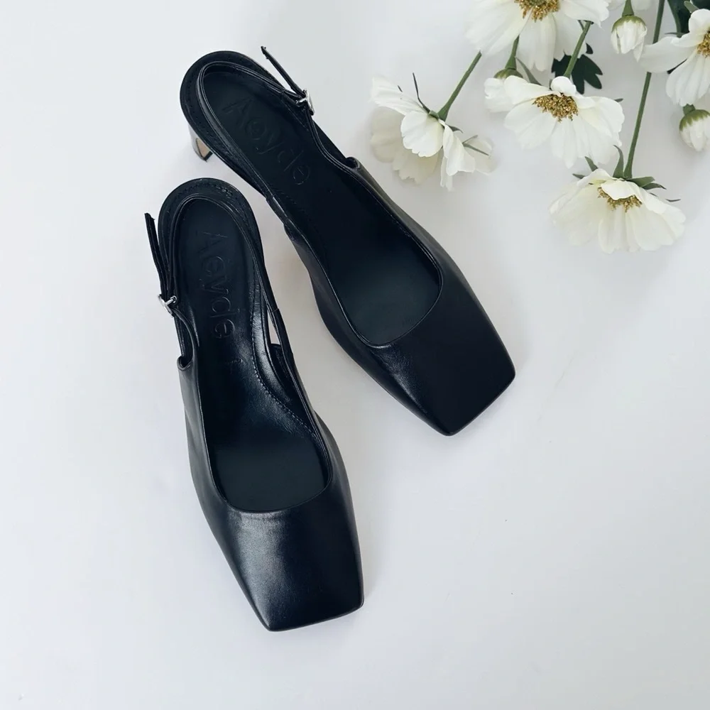 Aeyde Eliza Nappa Leather Black Heels